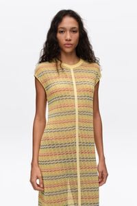 Vestido sisa flecos tejido amarillo