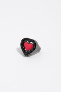 Black swivel heart logo ring