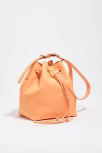 Large orange sorbet leather Carlino bucket bag