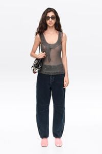 Pantal&oacute;n denim barrel 5 bolsillos azul oscuro