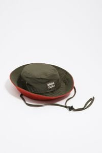 Khaki and orange corduroy details bucket hat