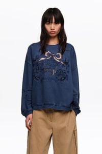 Sudadera maxi logo bordado ingl&eacute;s azul lavado