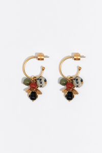 Aretes aro mediano piedras y abeja dorados