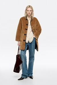 Camel reversible fur coat