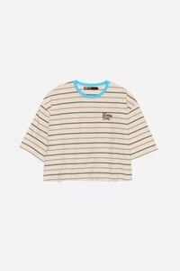 Brown striped cotton boxy T-shirt