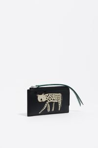 Black leather Fr&iacute;o Peludo card holder/coin purse