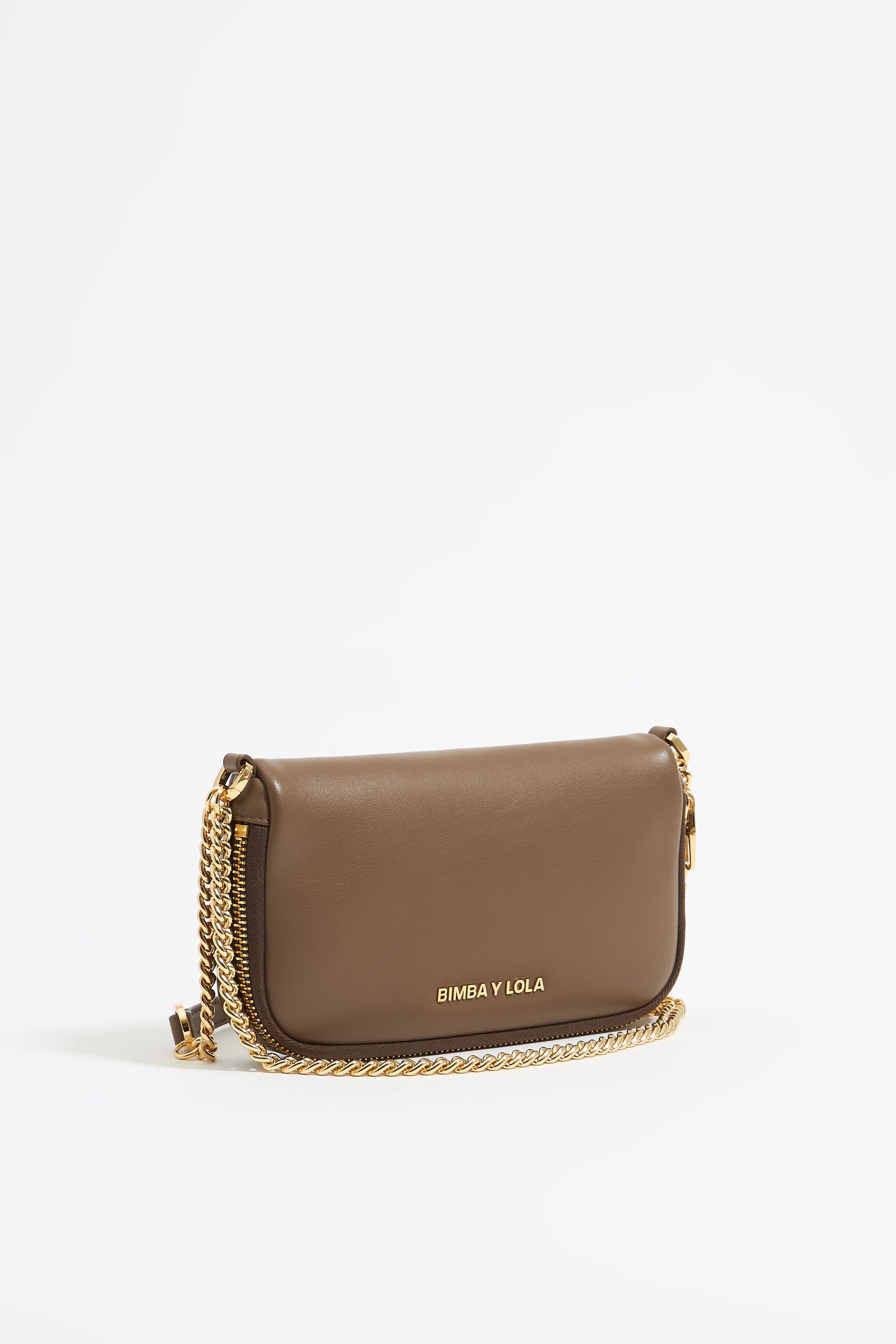 Mini dark taupe leather crossbody bag