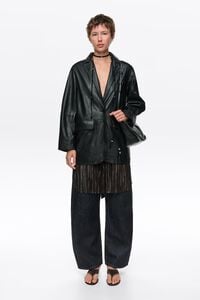 Black leather tailored jacket