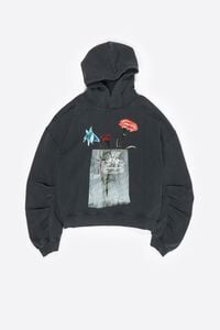 Faded black floral logo hoodie