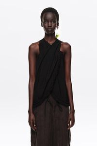 Top cruzado flecos negro
