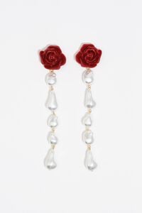 Red pearl and rose earrings Red pearl and rose earrings