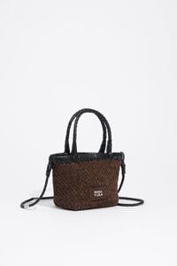 Mini braided suede crossbody bag in chocolate
