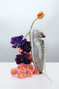 Metallic suede and green nylon 13 06 sneaker