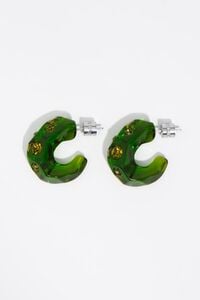 Aretes aro resina verde y cristales