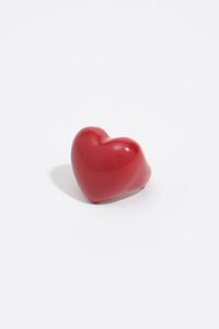 Anillo coraz&oacute;n esmaltado rojo