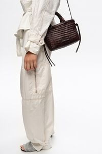 Dark brown plaited leather mini bag