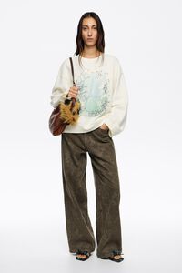 Ivory swans straight cut sweatshirt