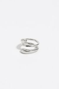 Silver-tone textured spiral ring