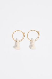 Ivory flocked rabbit hoop earrings
