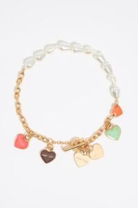 Gold-tone chain and pearl hearts logo necklace Gold-tone chain and pearl hearts logo necklace