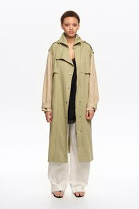 Two-tone light green maxi trench