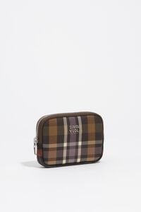 Coated hunter green tartan coin purse