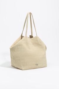 Large light yellow suede shopper bag