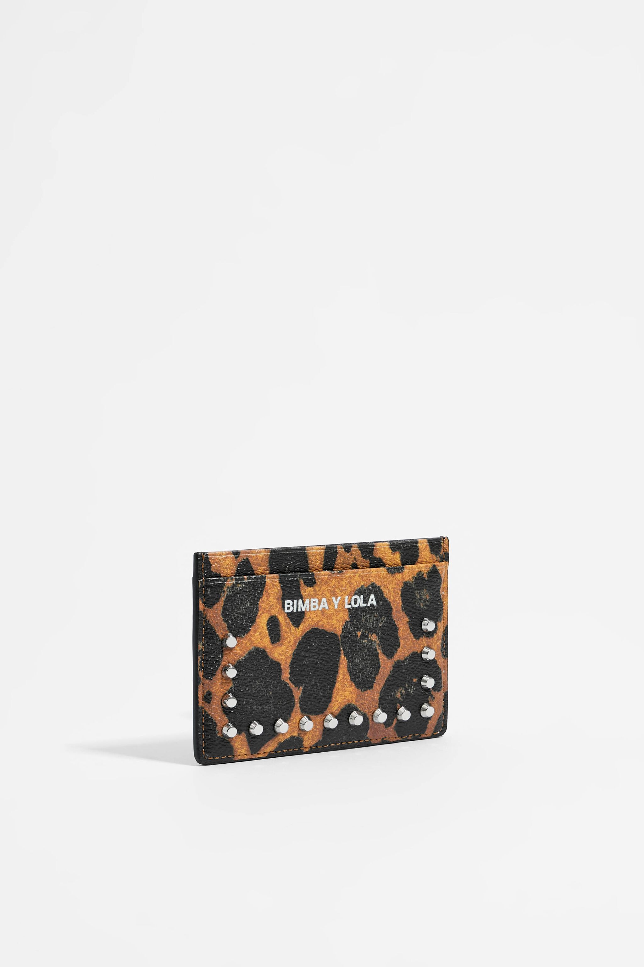 Tarjetero piel print Leopard