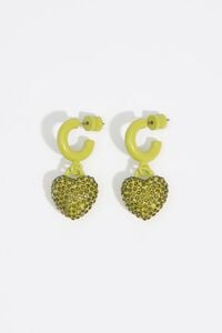 Aretes aro lacado coraz&oacute;n cristales lima