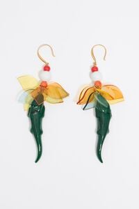 Pendientes cocodrilo y hojas verde