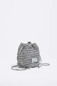 Bolsa mini crochet trenzado piel arena