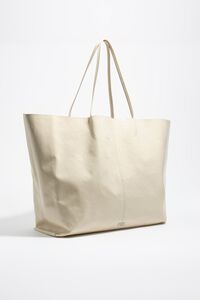 Bolsa shopper maxi piel brillante crema