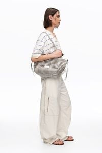 Bolsa shopper grande trenzada piel plateada