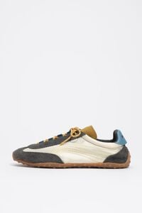 Tenis 13 22 piel tejido crema