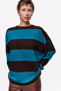 Camiseta oversize rayas verde azulado