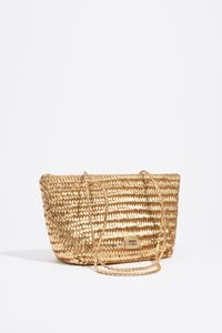 Medium gold plaited leather shopper bag