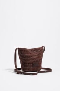 Bolsa trenzada peque&ntilde;a rafia nuez