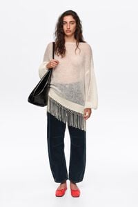 Su&eacute;ter mohair flecos marfil