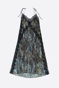 Vestido plisado encajes snake caqui