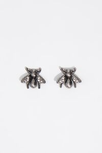 Aretes abeja cristales plateado envejecido