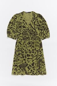 Vestido corto fluido Animal mix verde