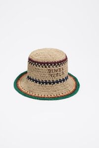 Gorro rafia papel natural franjas multicolor