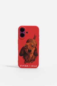 Funda r&iacute;gida iPhone 16 teckel roja