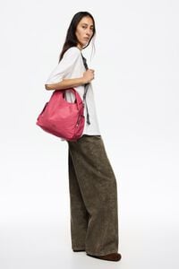 Medium dark pink nylon Pocket Paper bag