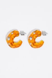 Aretes aro resina &aacute;mbar y cristales