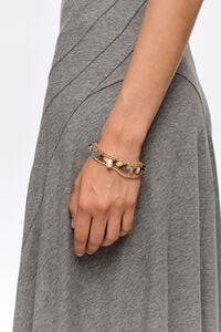 Pulsera multipiedras cristales cadena acabados met&aacute;licos dorados envejecidos