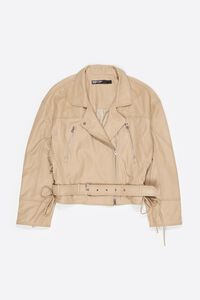 Chamarra cruzada ajustable piel piedra claro