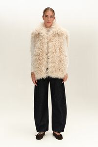 Ivory oversize fur vest