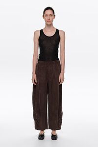 Washed brown ruched jogger trousers