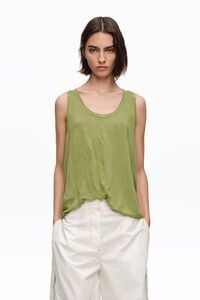 Green washed linen vest top
